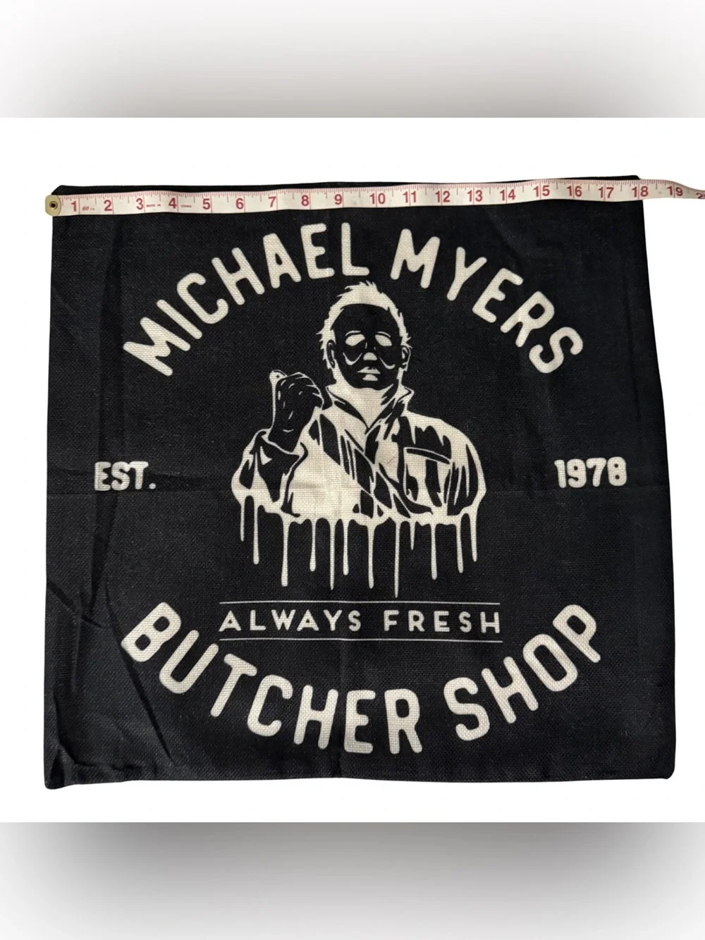 Michael Myers Throw Pillow Cover Black Butcher Shop Est. 1978 Horror Movie Decor